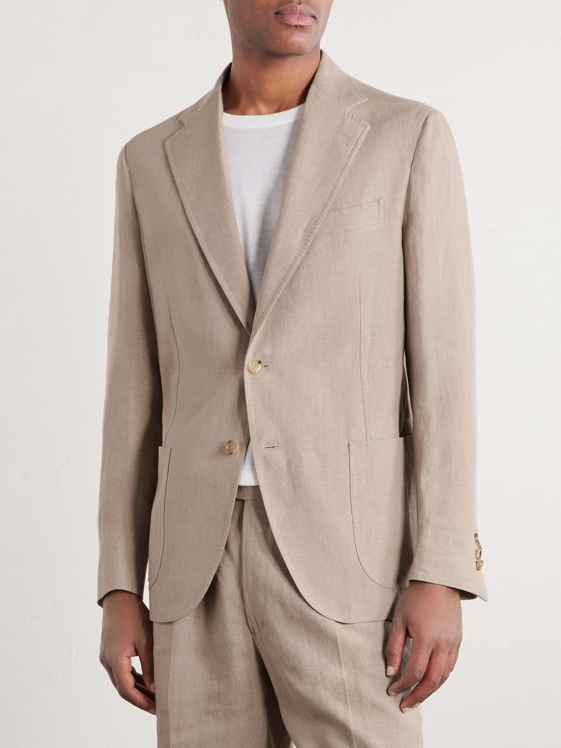  De Petrillo - Linen Single-breasted Blazer - Men - Neutrals - It 46 