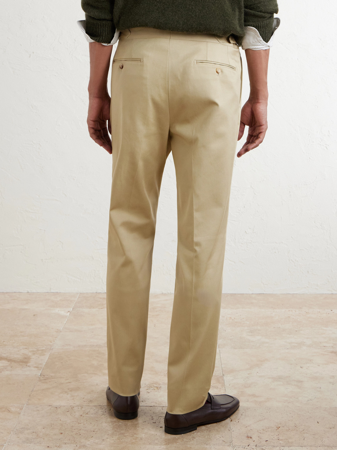 Straight-Leg Cotton-Blend Twill Trousers
