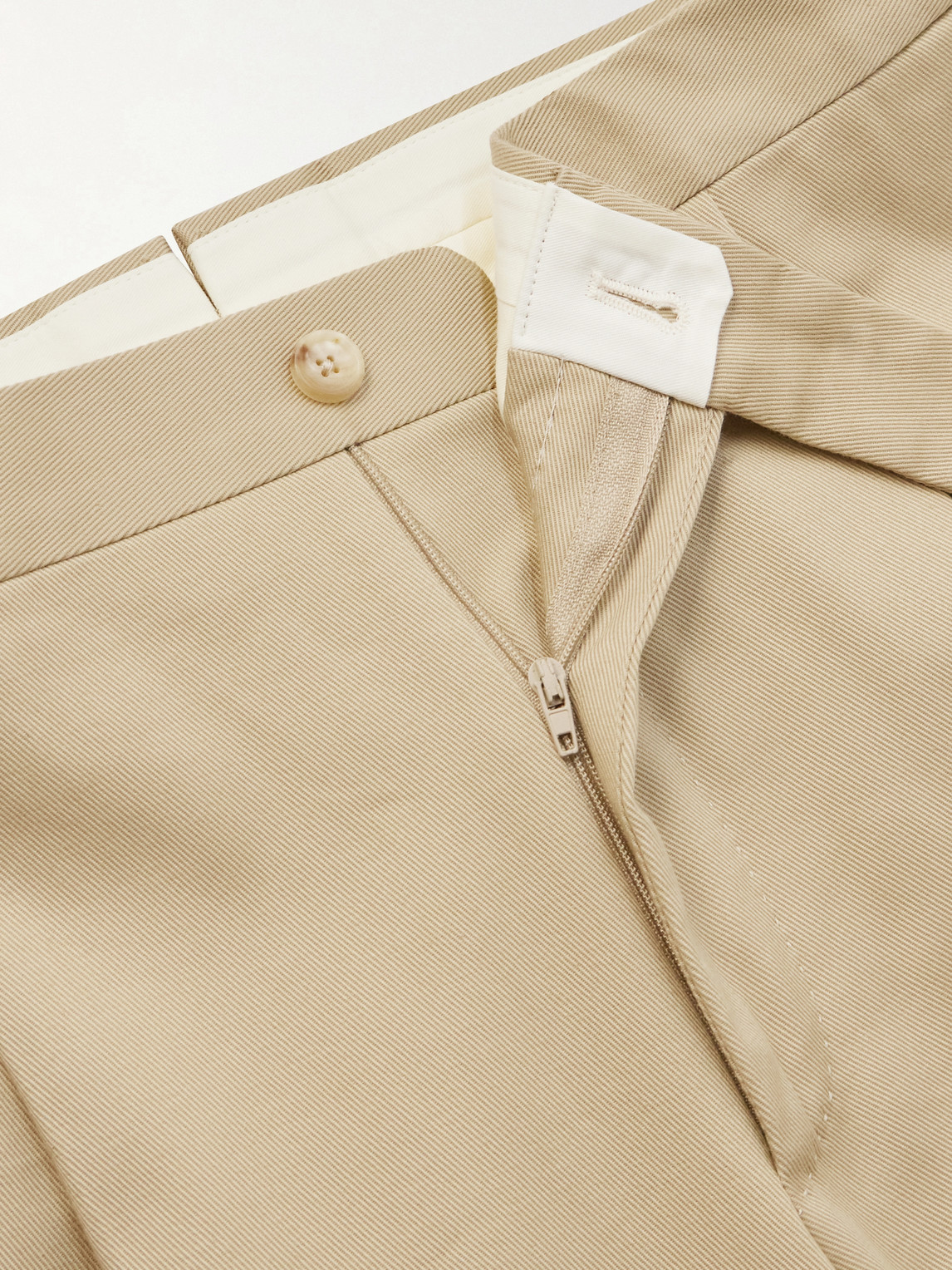 Straight-Leg Cotton-Blend Twill Trousers