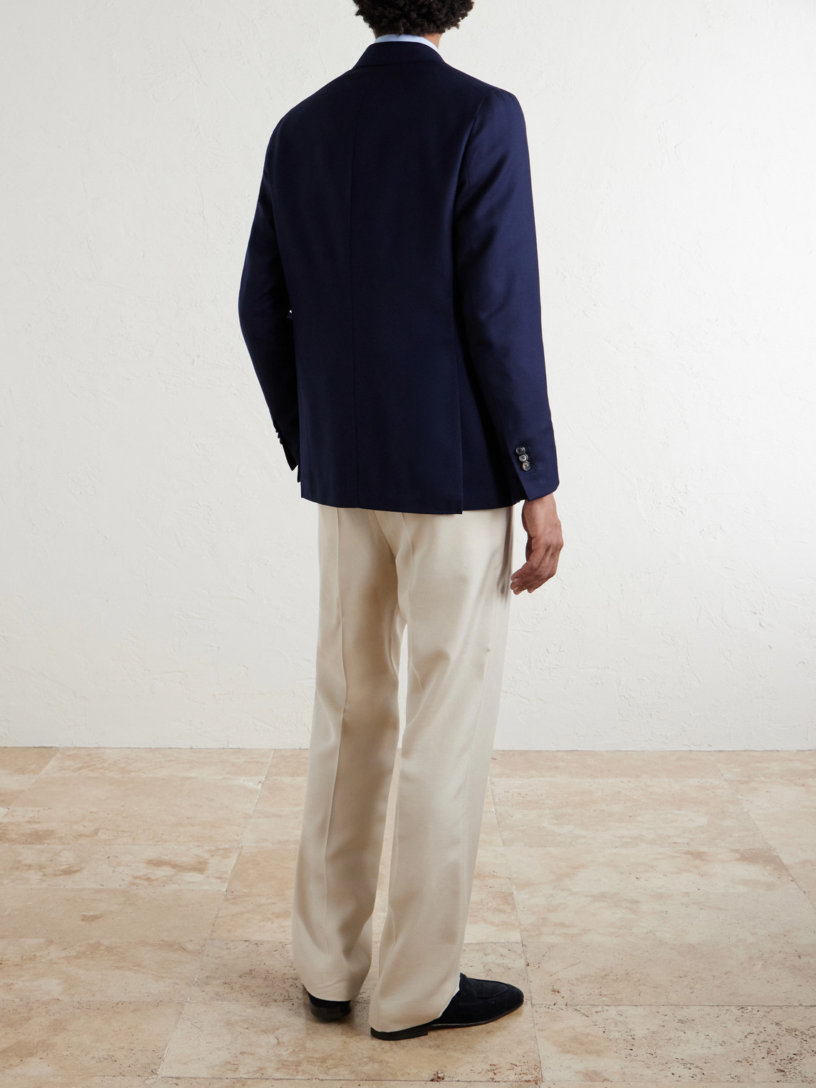 De Petrillo Wool-hopsack Blazer In Blue
