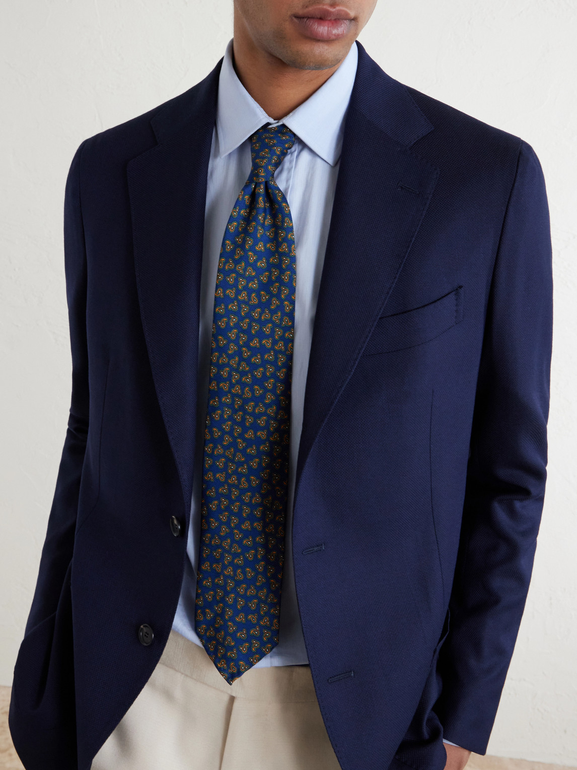 De Petrillo Wool-hopsack Blazer In Blue