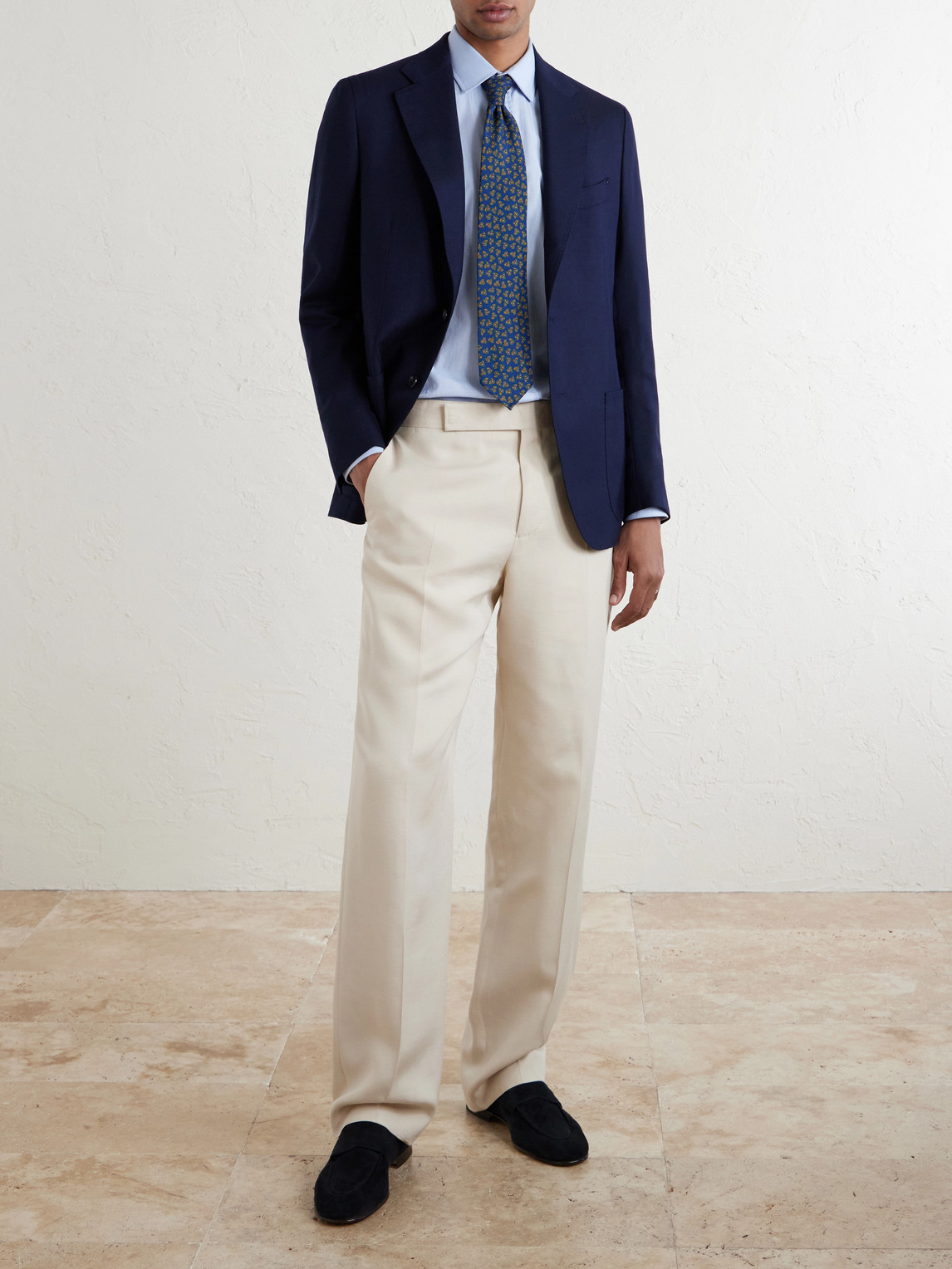 De Petrillo Wool-hopsack Blazer In Blue