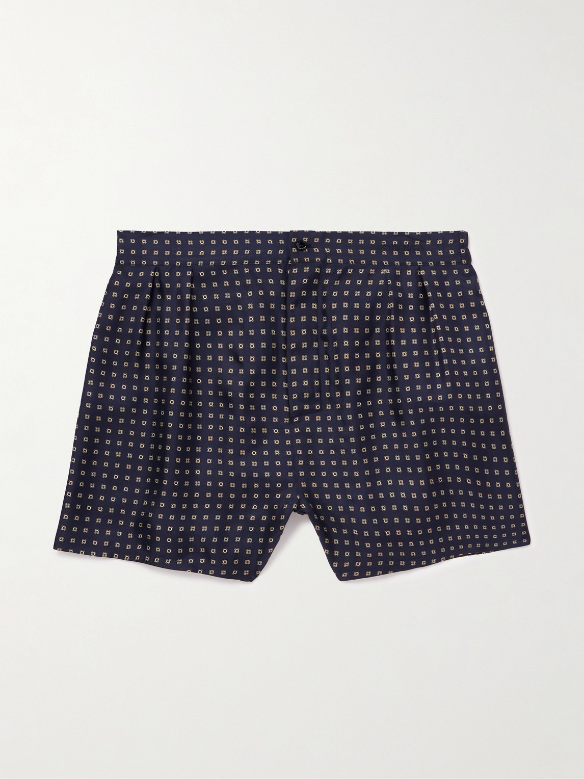 Saint Laurent Straight-leg Printed Silk-twill Shorts In Blue