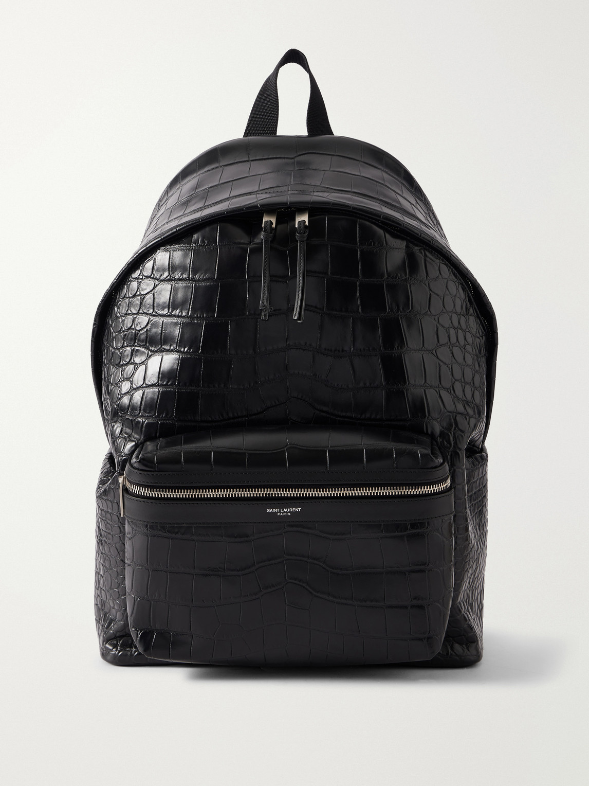 Saint Laurent City Croc-effect Leather Backpack In Black
