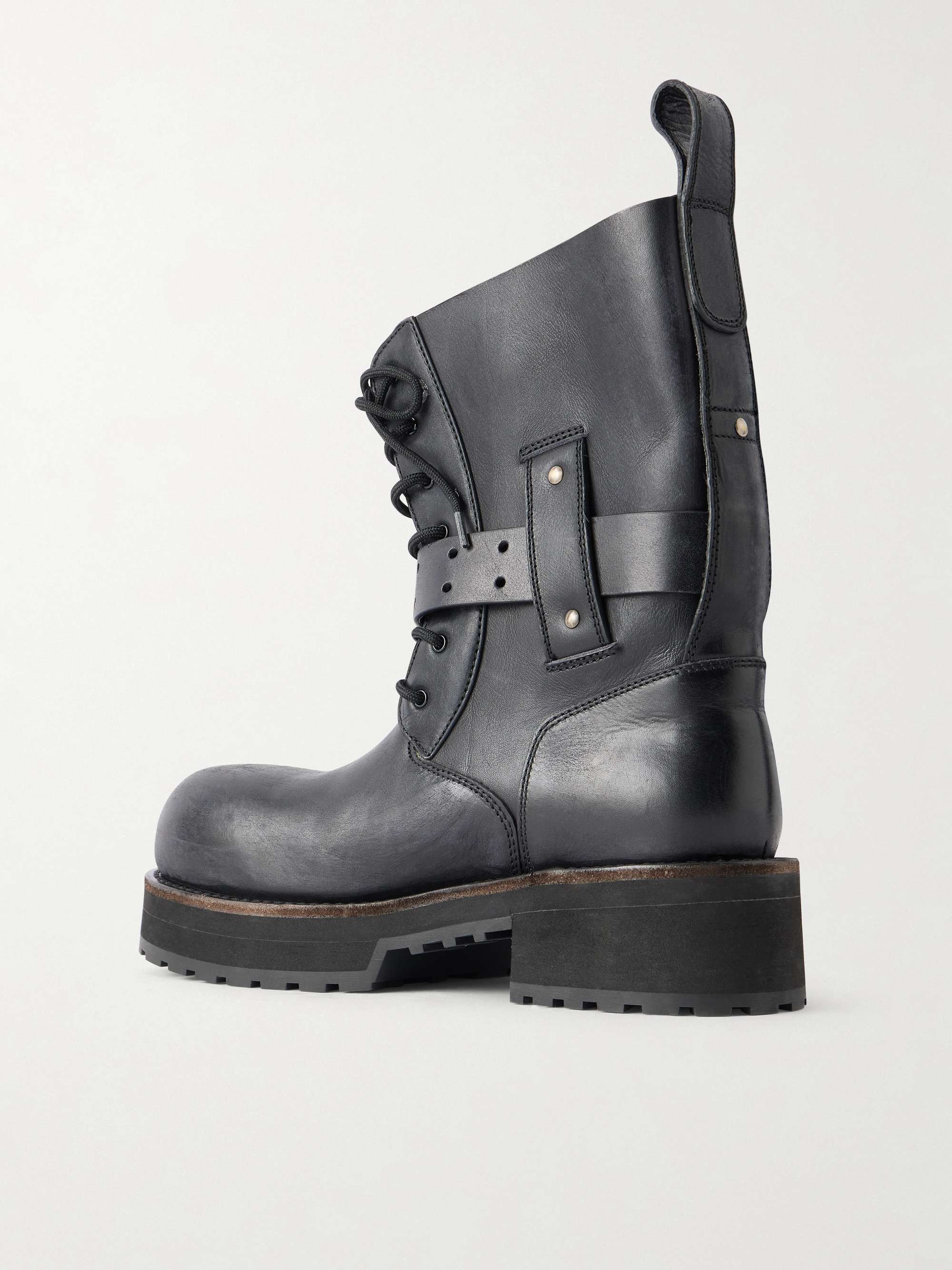 BALENCIAGA Venom Distressed Leather Boots for Men | MR PORTER