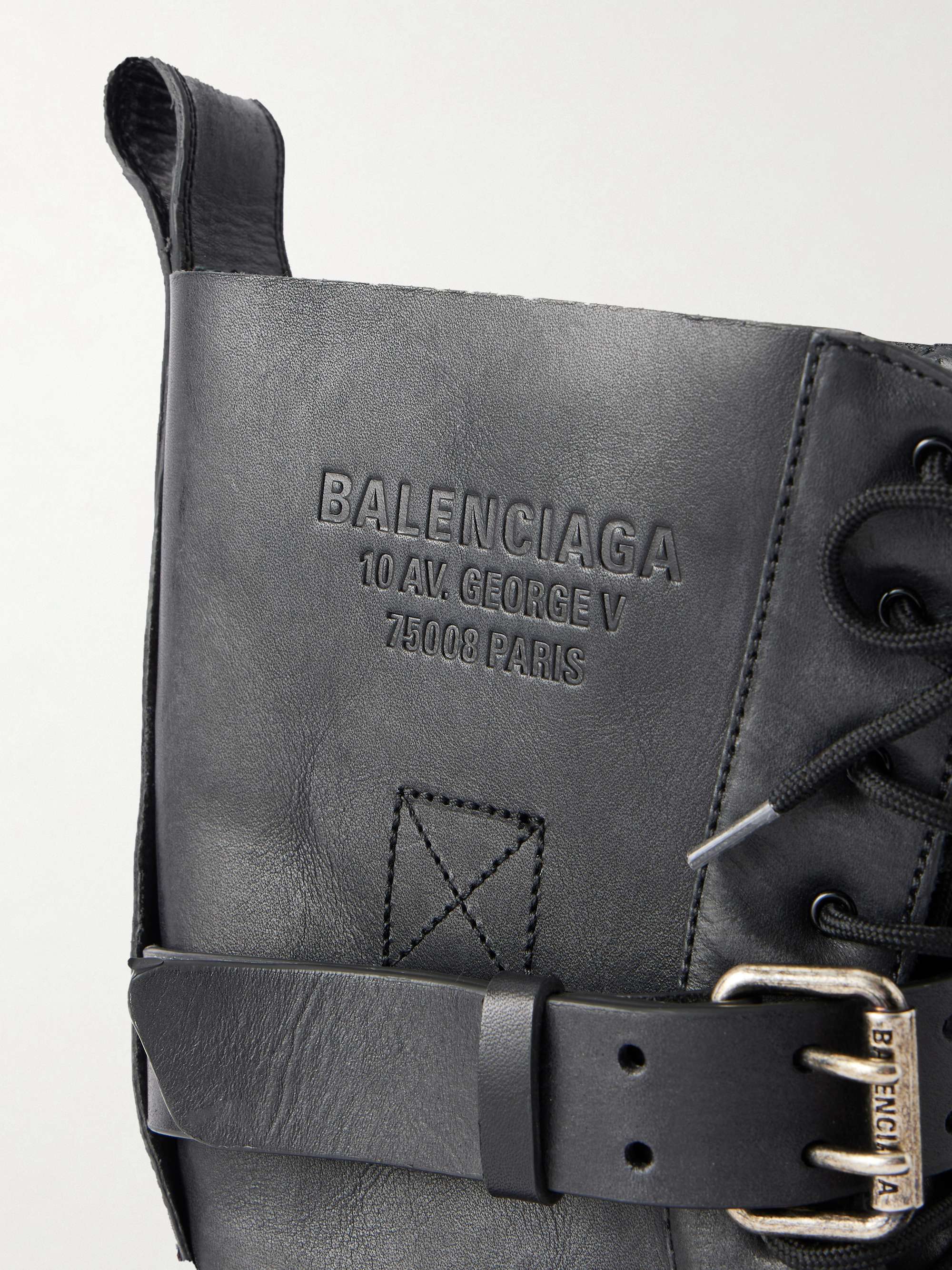 BALENCIAGA Venom Distressed Leather Boots for Men | MR PORTER