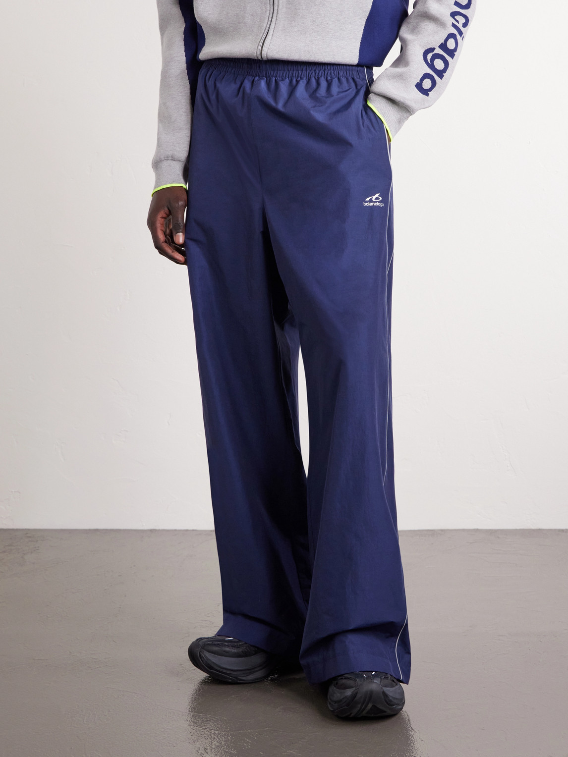 Wide-Leg Logo-Print Cotton-Blend Sweatpants