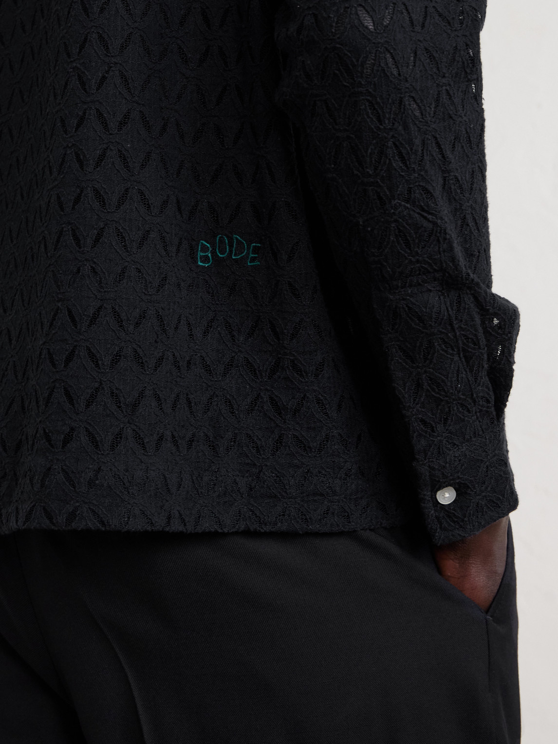 Bode Cotton-blend Lace Shirt In Black