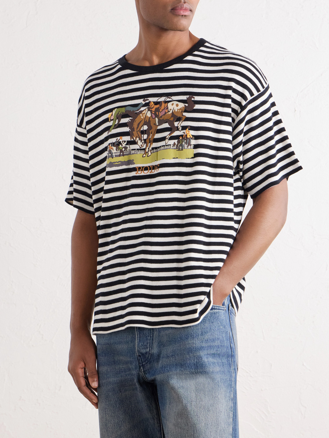 Striped Ribbed Cotton-Jersey T-Shirt