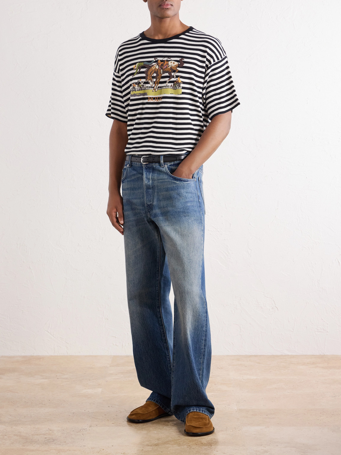 Striped Ribbed Cotton-Jersey T-Shirt