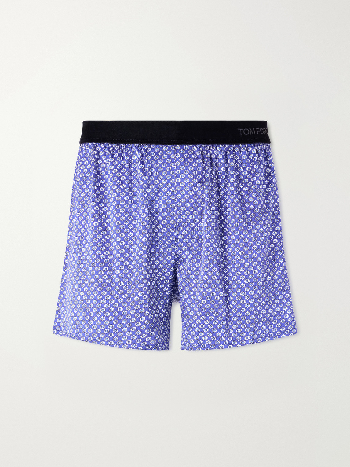 Tom Ford Printed Stretch-silk Satin Boxer Briefs In Blue