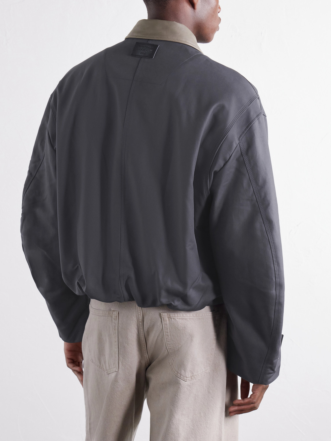 Opado Leather-Trimmed Cotton-Satin Blouson Jacket