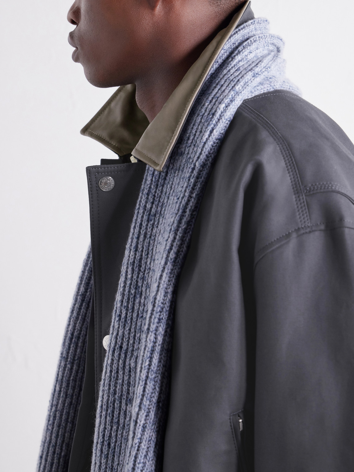 Opado Leather-Trimmed Cotton-Satin Blouson Jacket