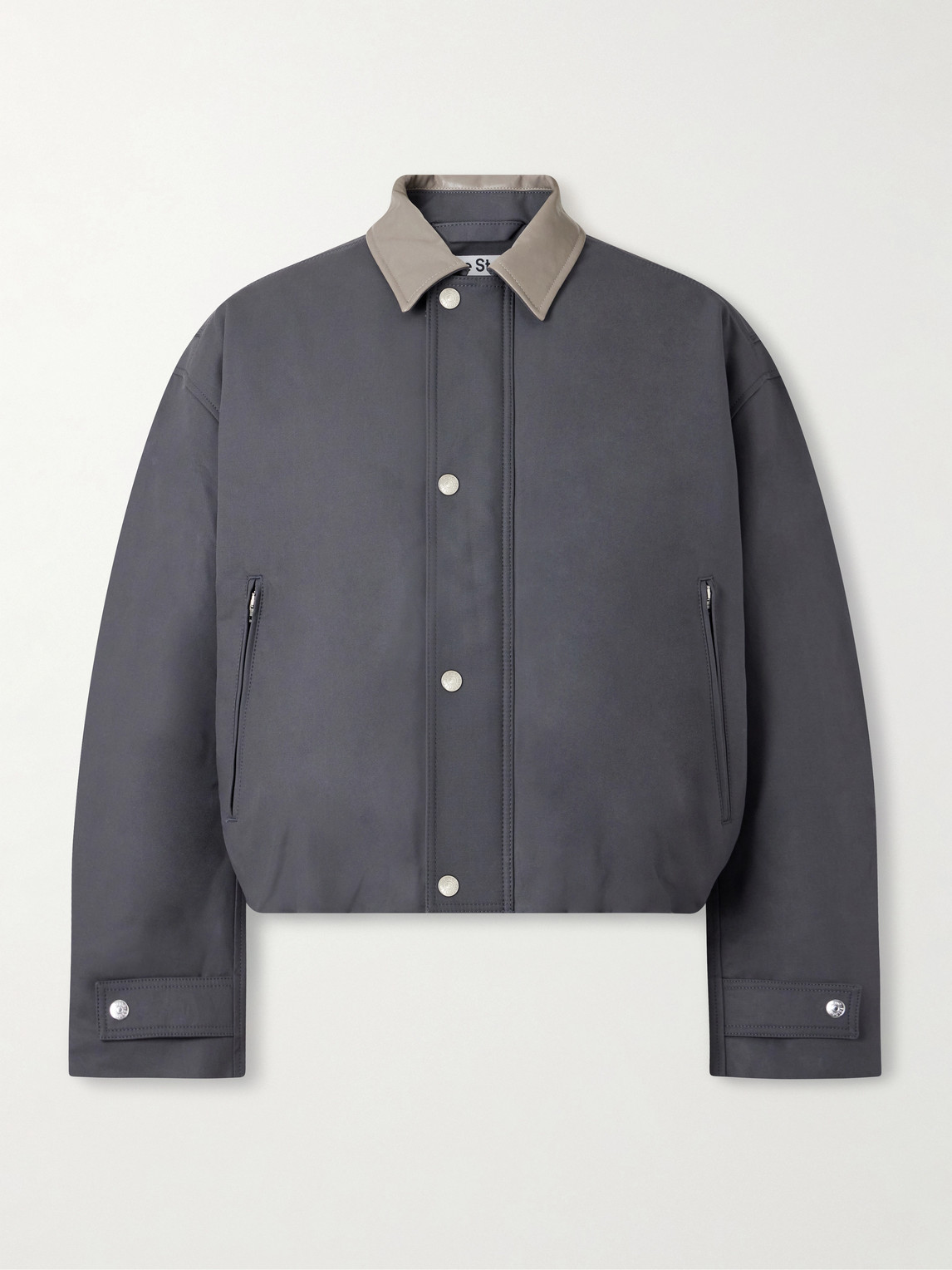 Opado Leather-Trimmed Cotton-Satin Blouson Jacket