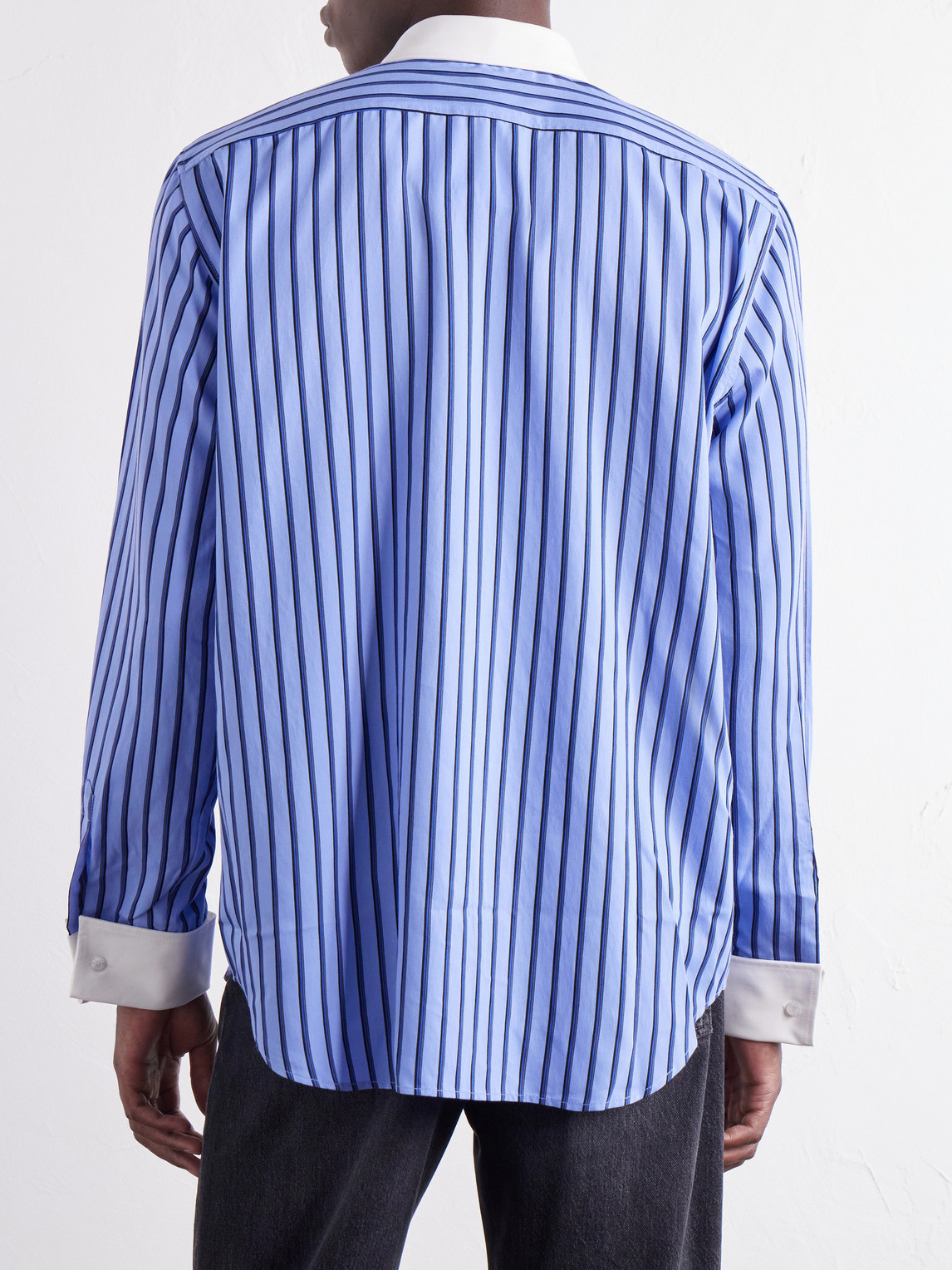 Logo-Embroidered Striped Poplin Shirt