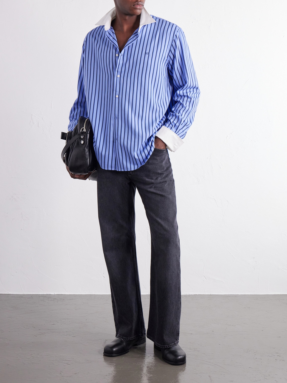 Logo-Embroidered Striped Poplin Shirt