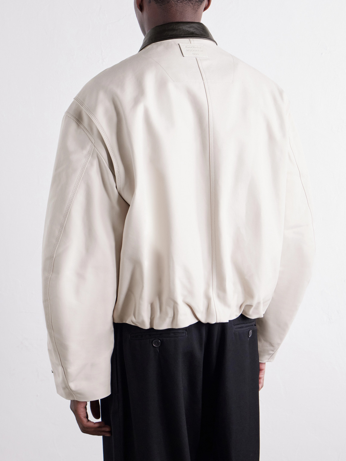 Opado Leather-Trimmed Cotton-Satin Blouson Jacket