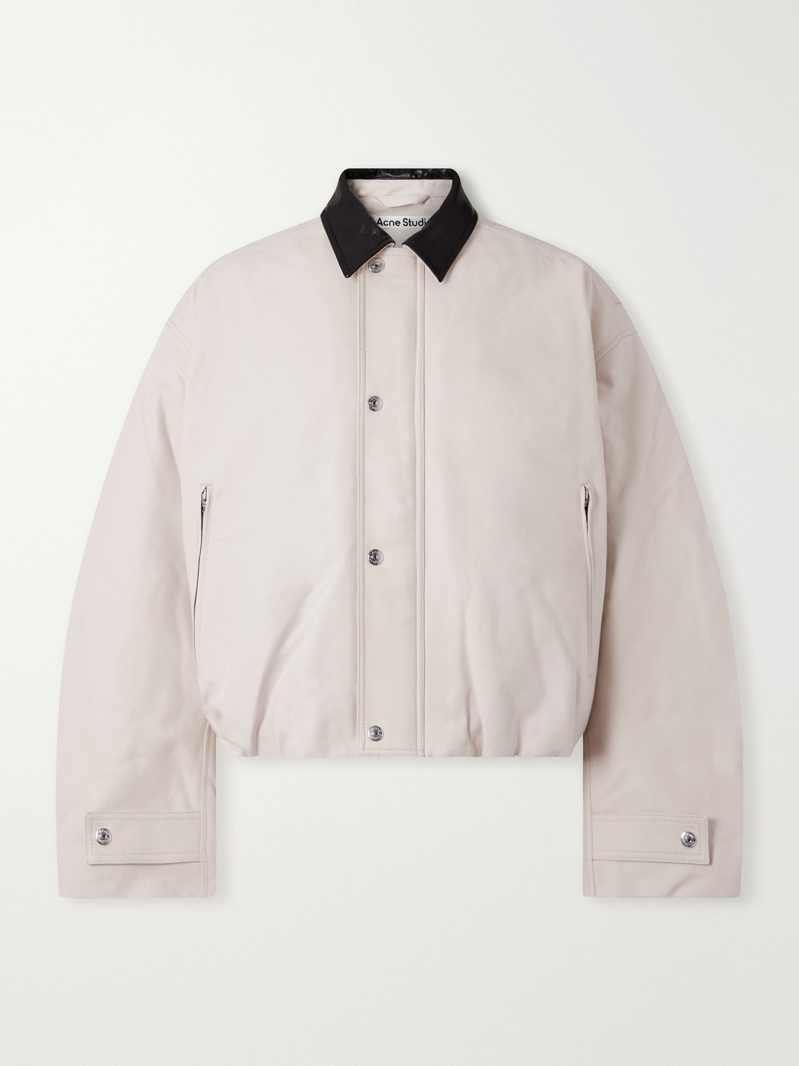 Opado Leather-Trimmed Cotton-Satin Blouson Jacket