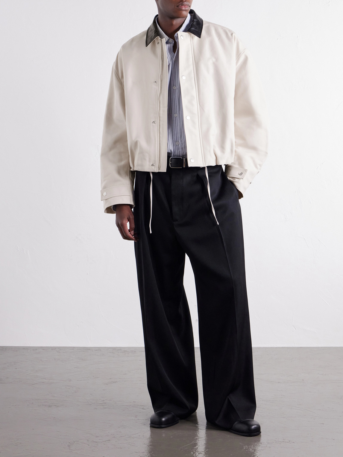 Opado Leather-Trimmed Cotton-Satin Blouson Jacket
