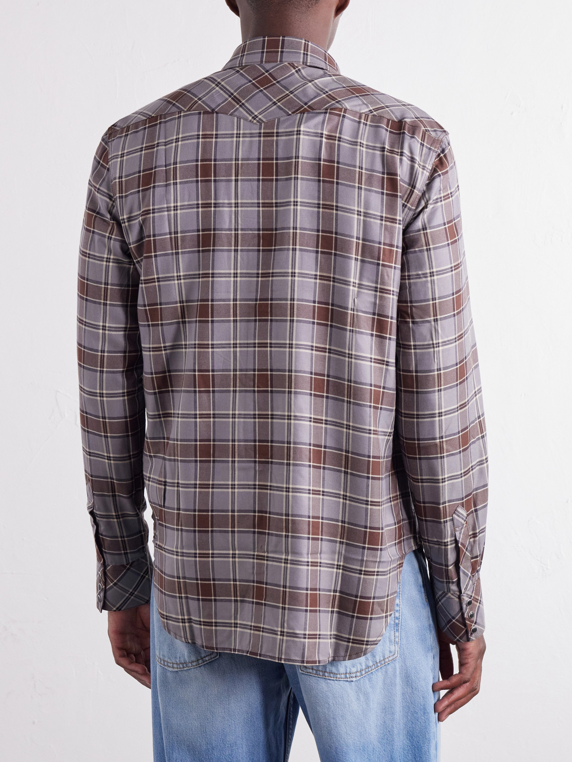 Logo-Embroidered Checked Flannel Shirt