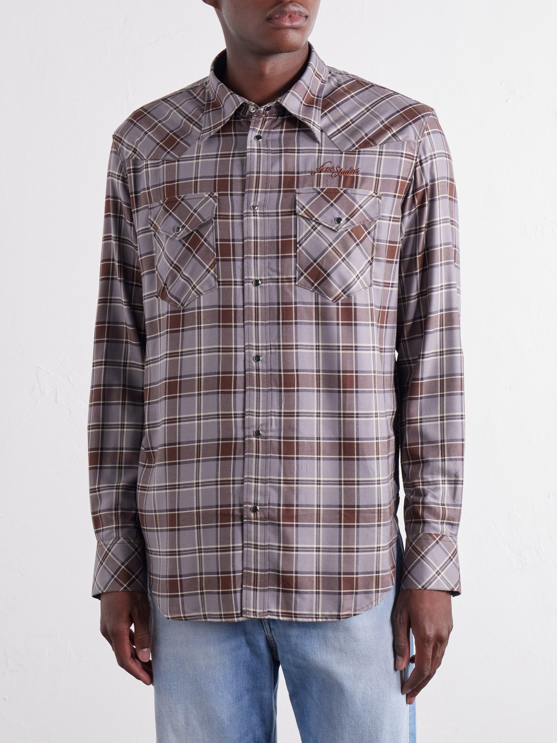 Logo-Embroidered Checked Flannel Shirt