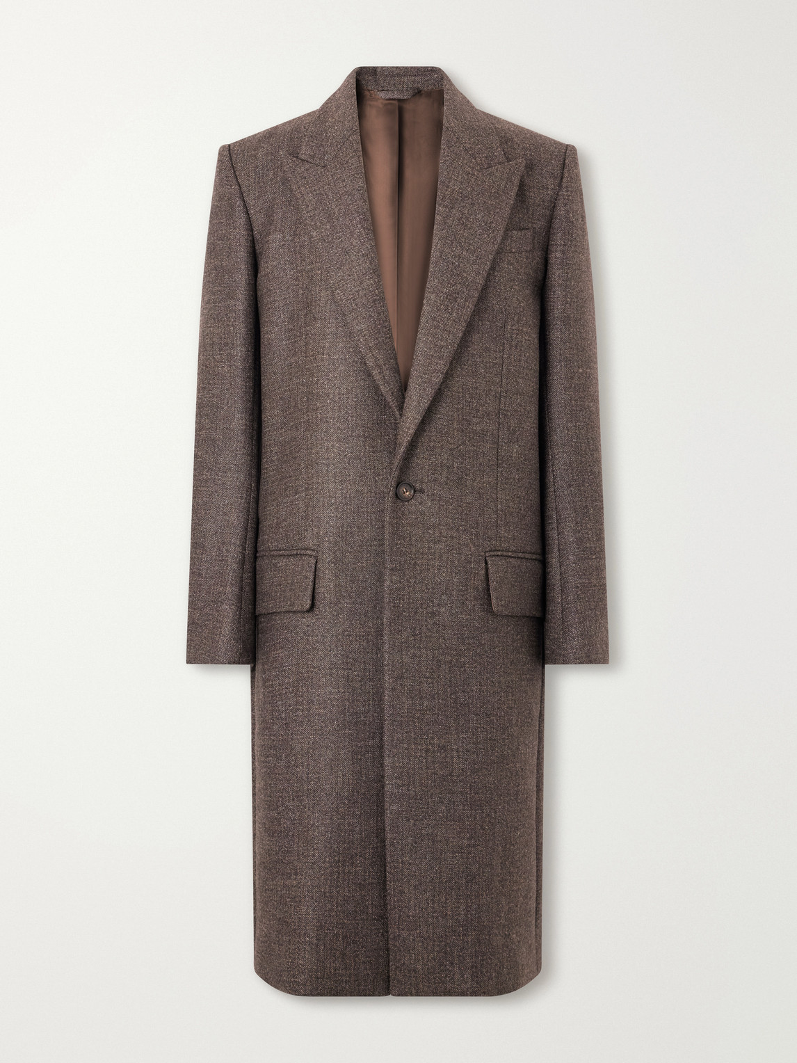 Checked Wool-Blend Twill Coat