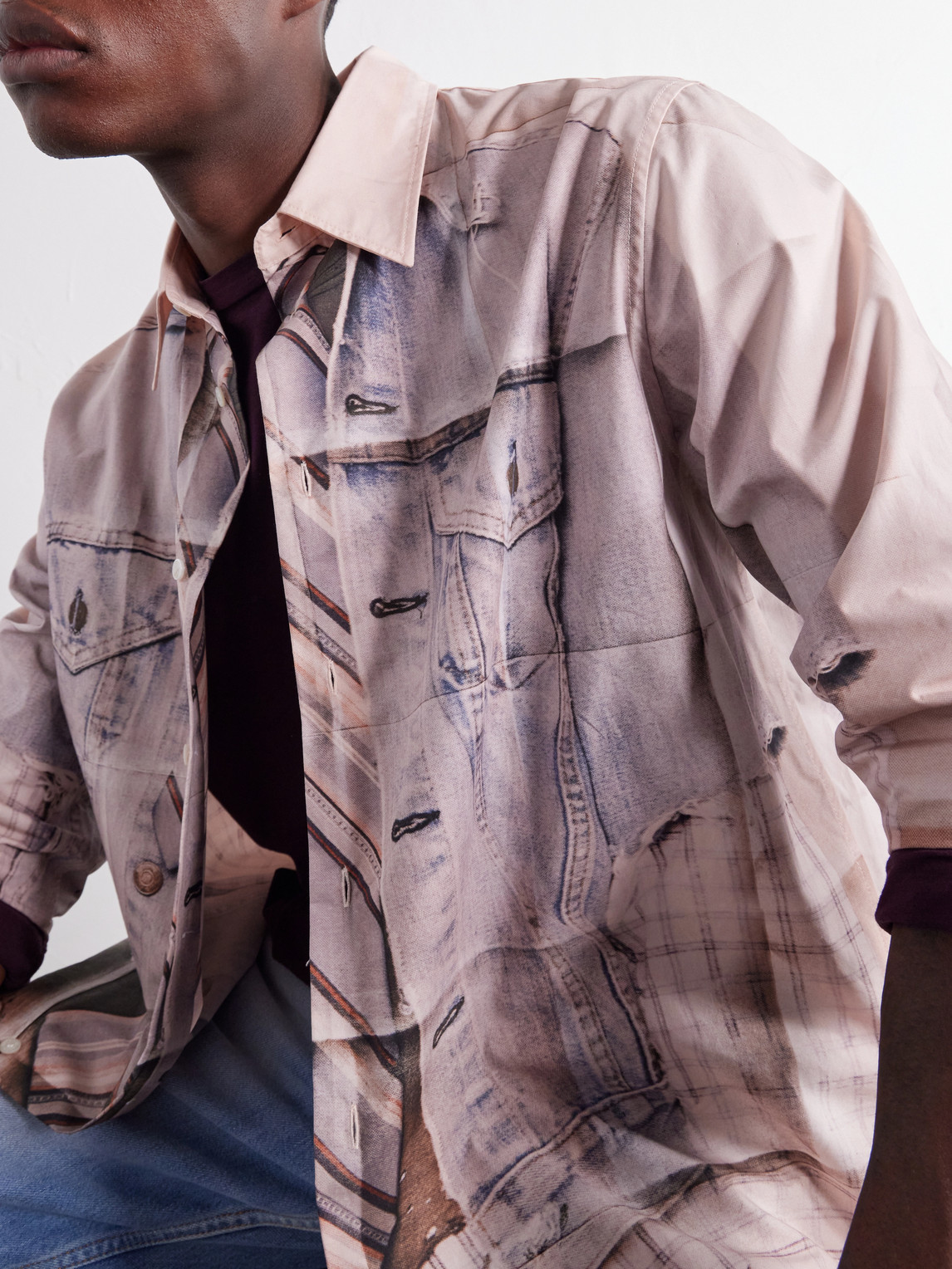 Trompe-L'Oeil Cotton-Poplin Shirt
