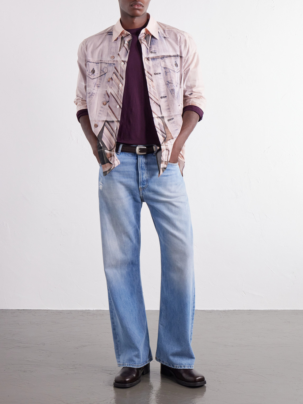 Trompe-L'Oeil Cotton-Poplin Shirt