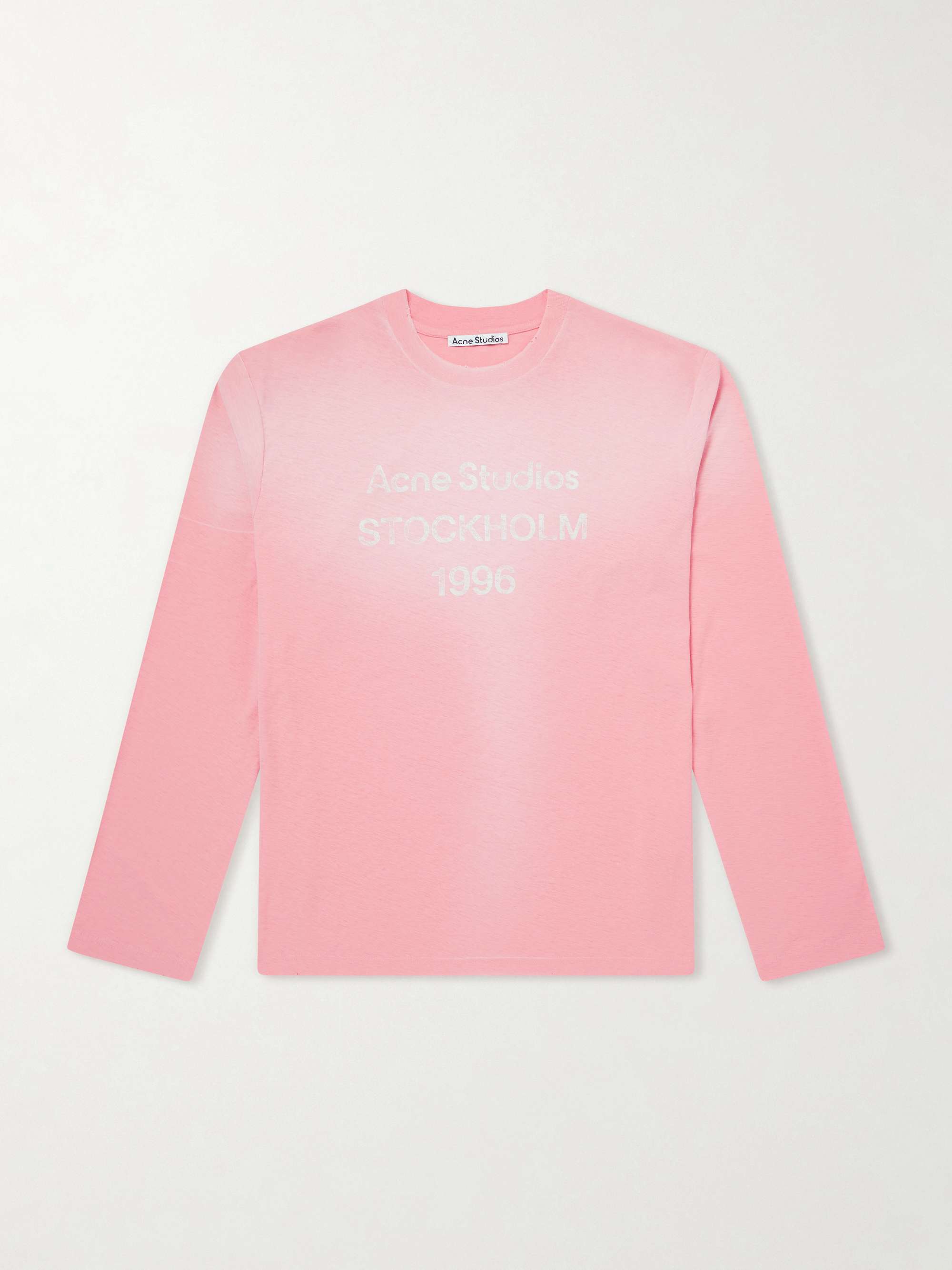 ACNE STUDIOS Edden U 1996 Logo-Printed Distressed Cotton and Hemp-Blend T-Shirt