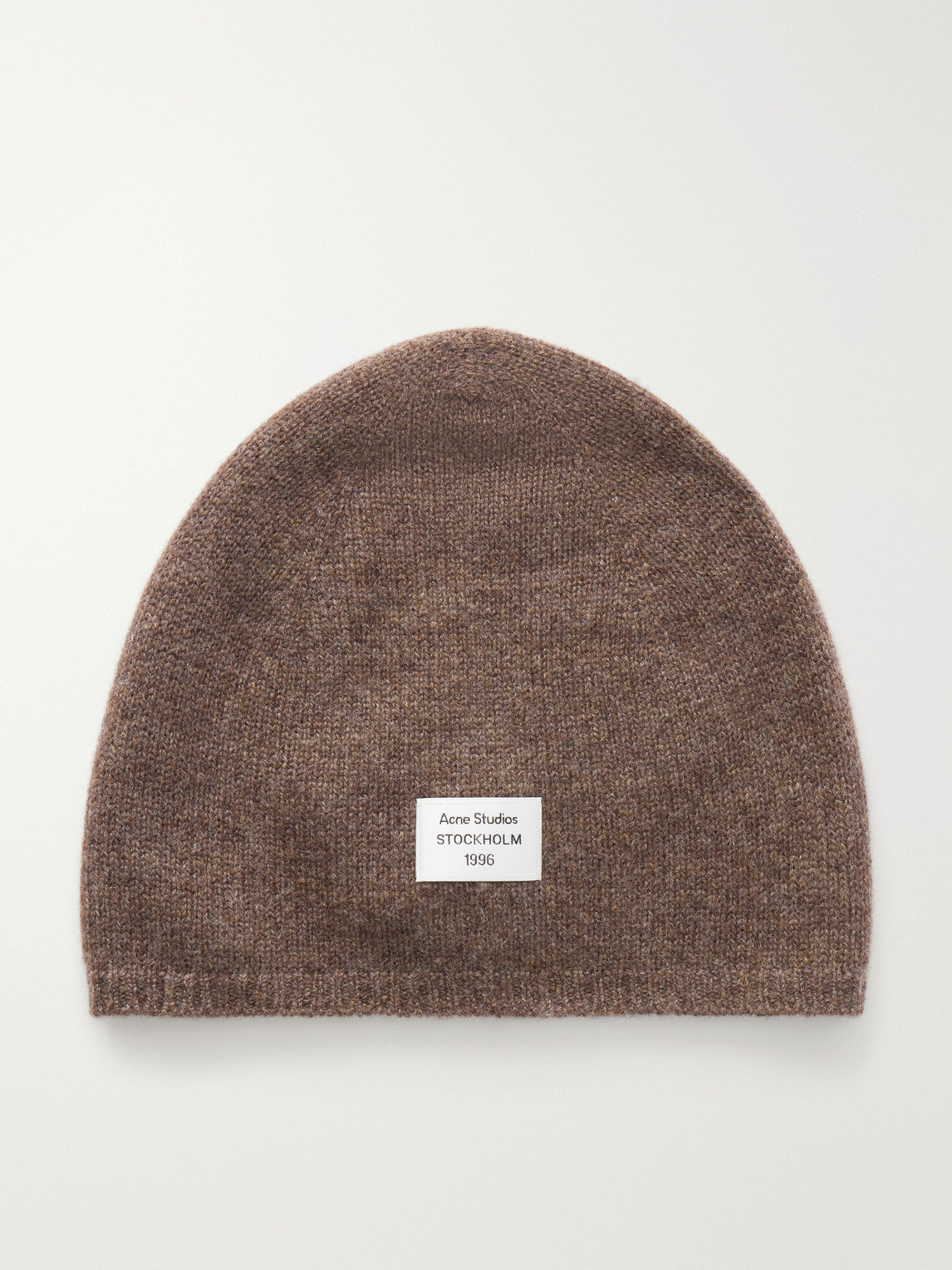 Acne Studios Kassias Logo-appliquéd Rib-trimmed Cashmere Beanie In Brown