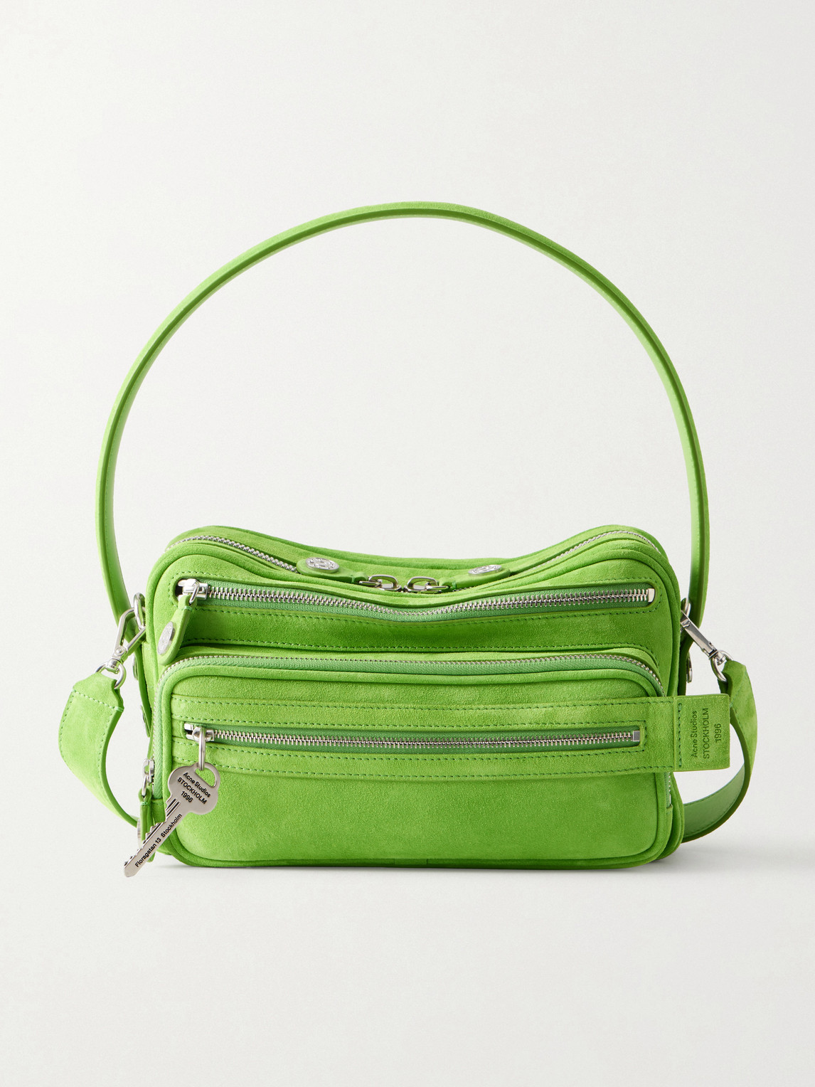 Acne Studios Camero Party Suede Pouch In Green