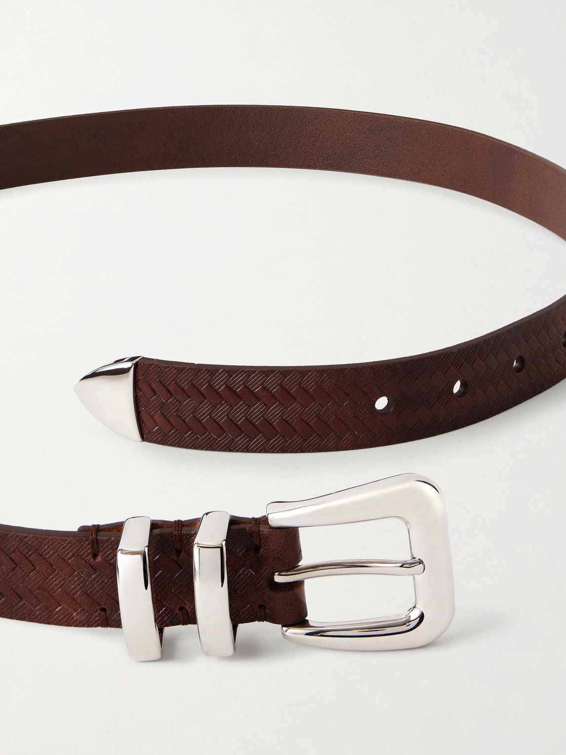  Brunello Cucinelli - 2cm Croc-effect Leather Belt - Men - Brown - Eu 85 