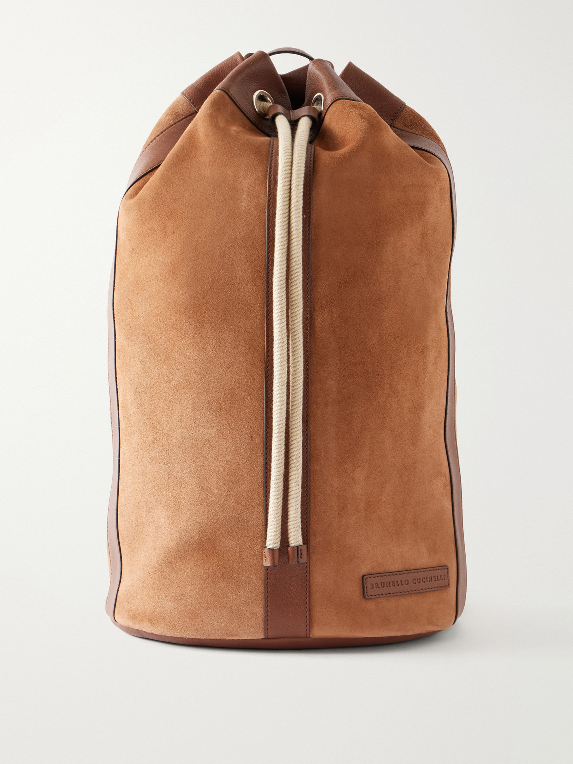 Brunello Cucinelli Leather-trimmed Suede Backpack In Brown
