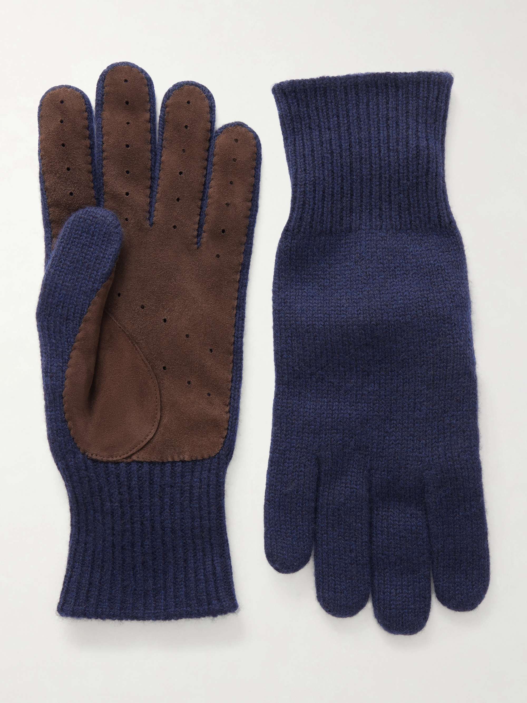 BRUNELLO CUCINELLI Suede-Trimmed Cashmere Gloves