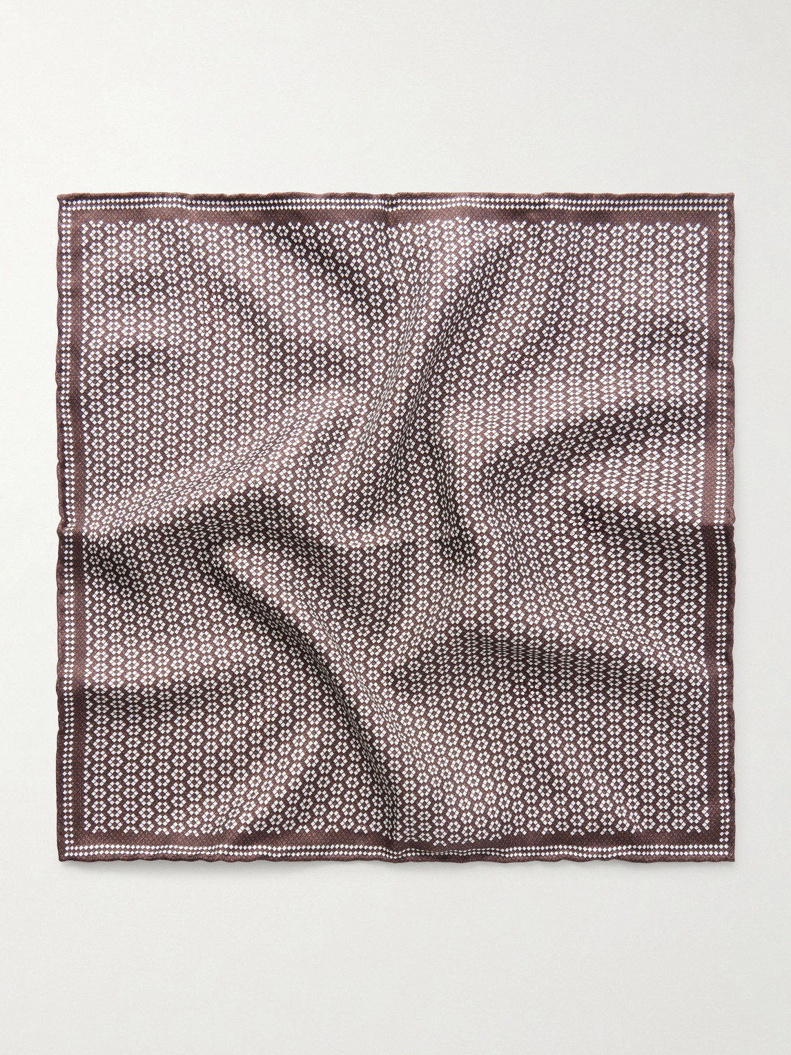  Brunello Cucinelli - Printed Silk Pocket Square - Men - Brown 