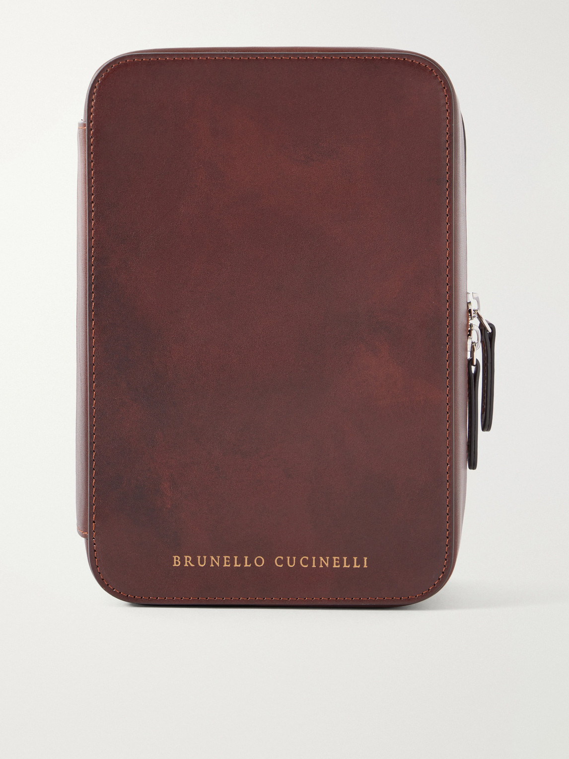 Brunello Cucinelli Leather Sunglasses Case In Brown