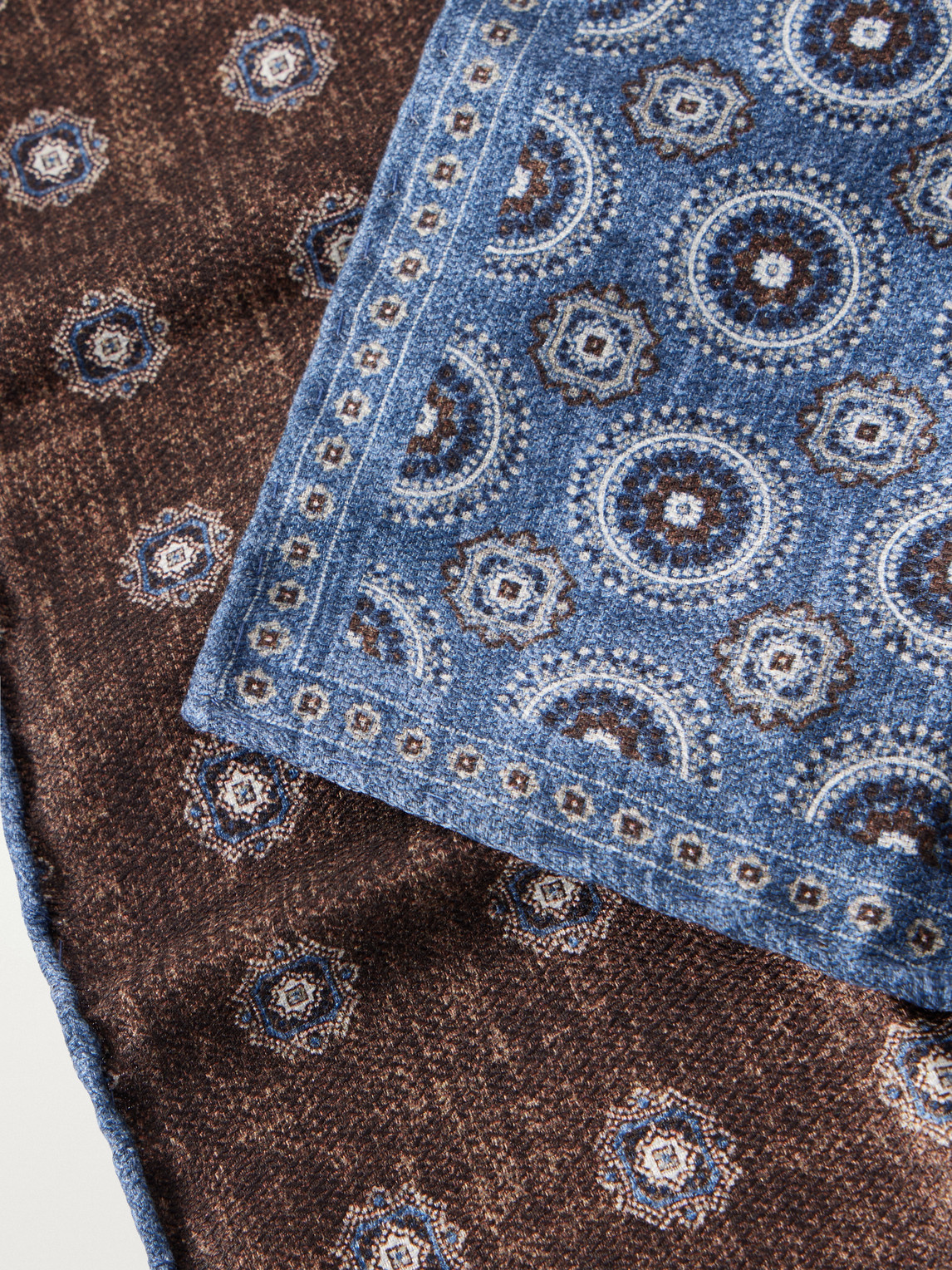  Brunello Cucinelli - Printed Silk Pocket Square - Men - Blue 