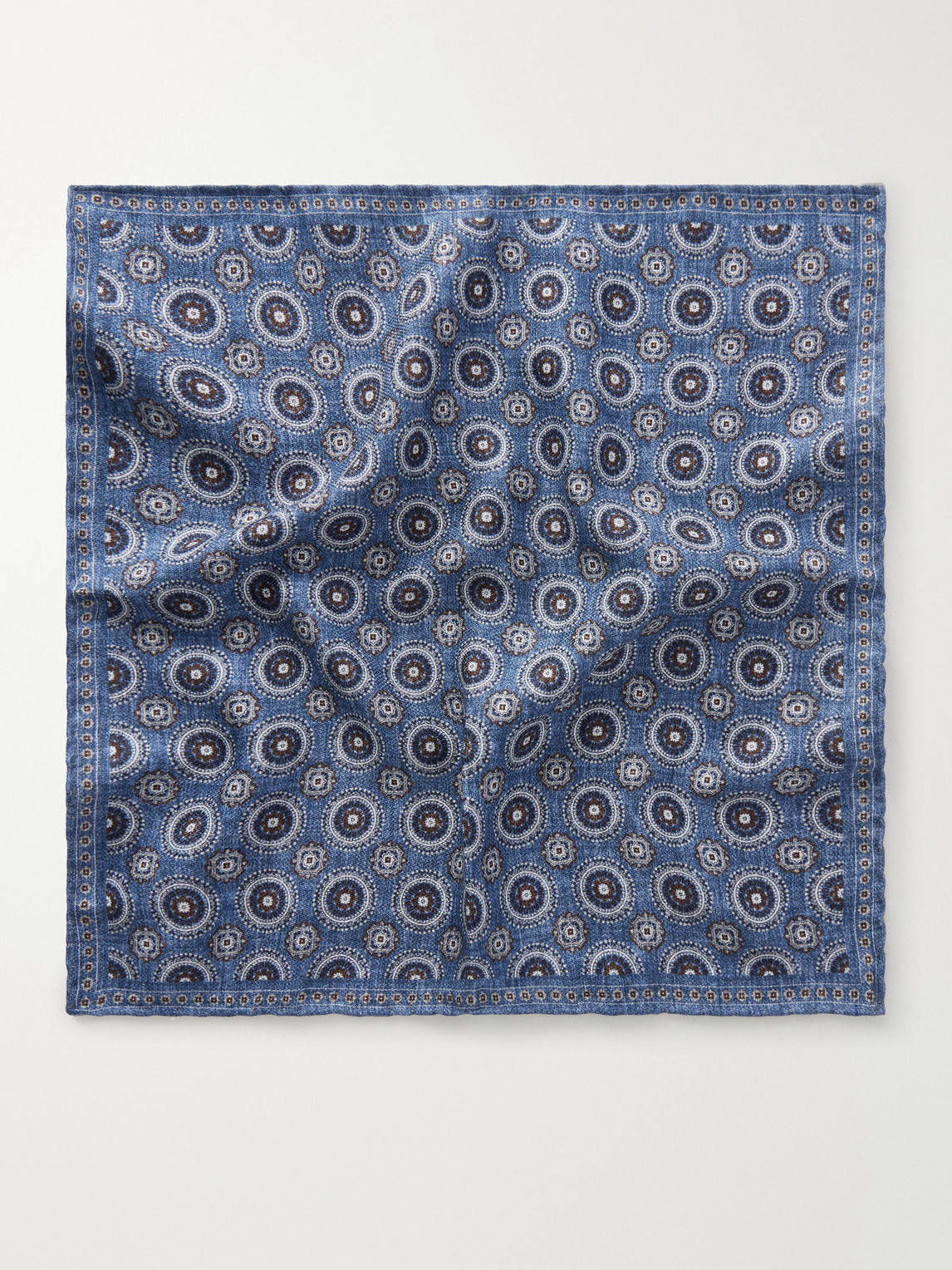 Brunello Cucinelli - Printed Silk Pocket Square - Men - Blue 