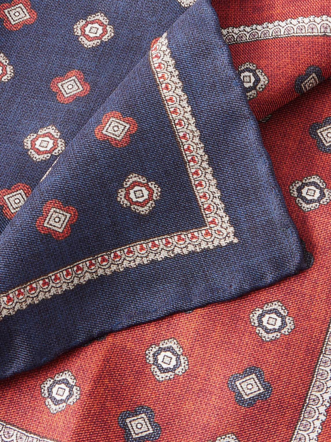  Brunello Cucinelli - Printed Silk Pocket Square - Men - Blue 