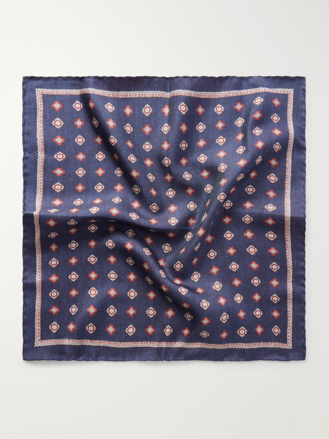  Brunello Cucinelli - Printed Silk Pocket Square - Men - Blue 