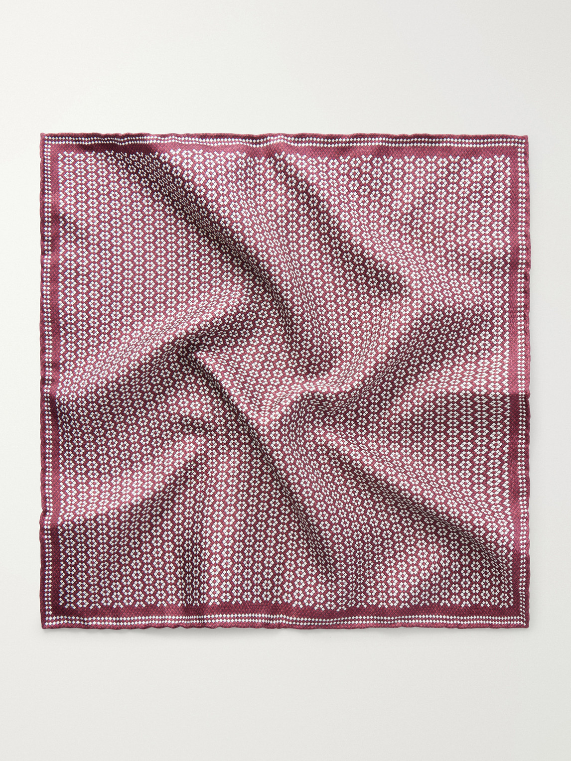  Brunello Cucinelli - Printed Silk Pocket Square - Men - Burgundy 