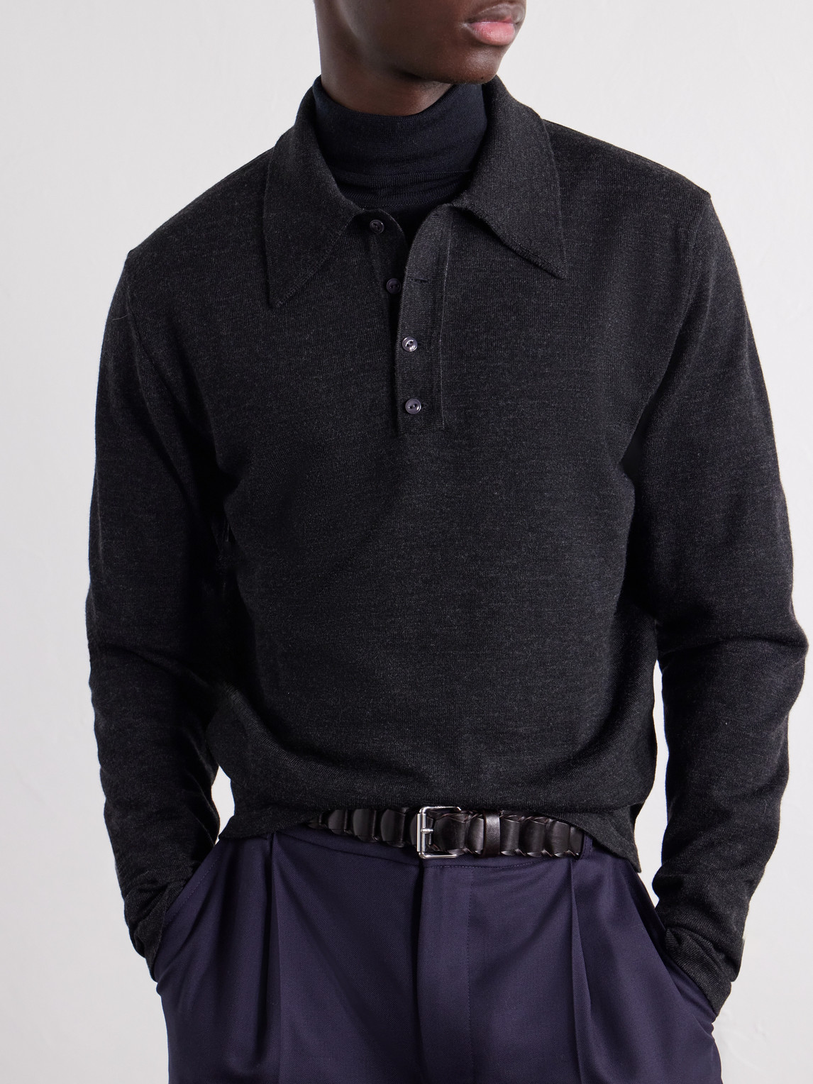 Mouliné Wool Polo Shirt