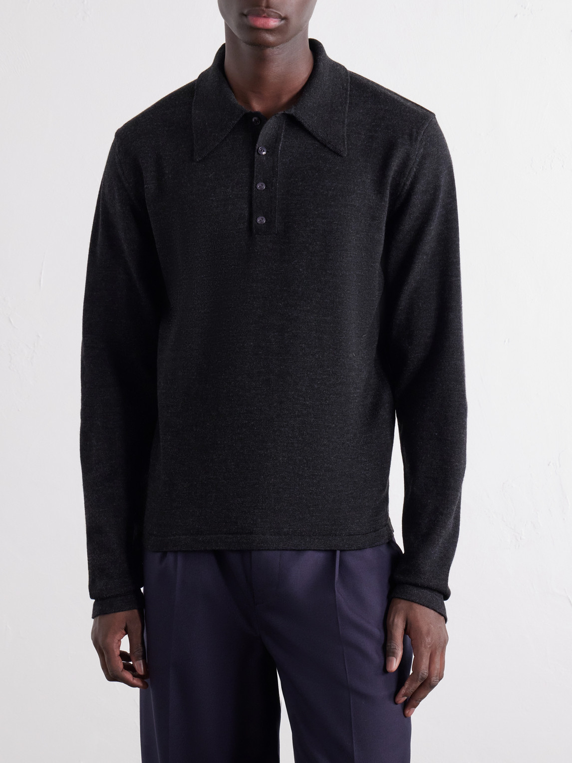Mouliné Wool Polo Shirt