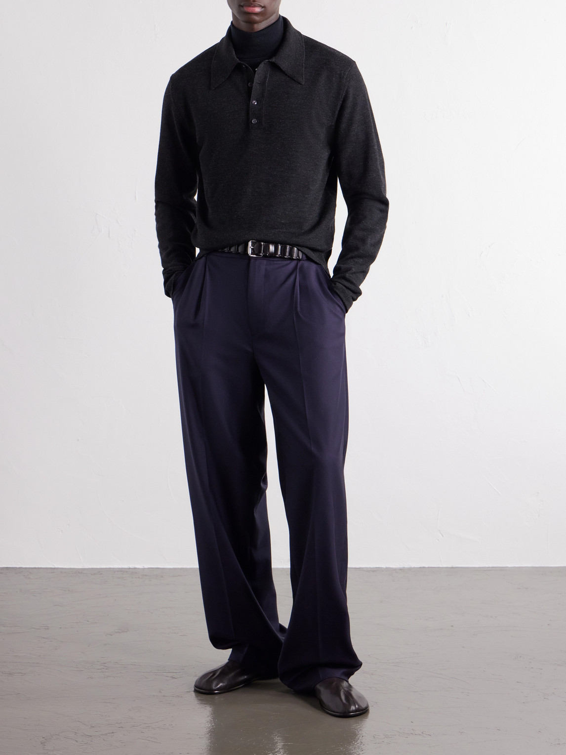 Mouliné Wool Polo Shirt