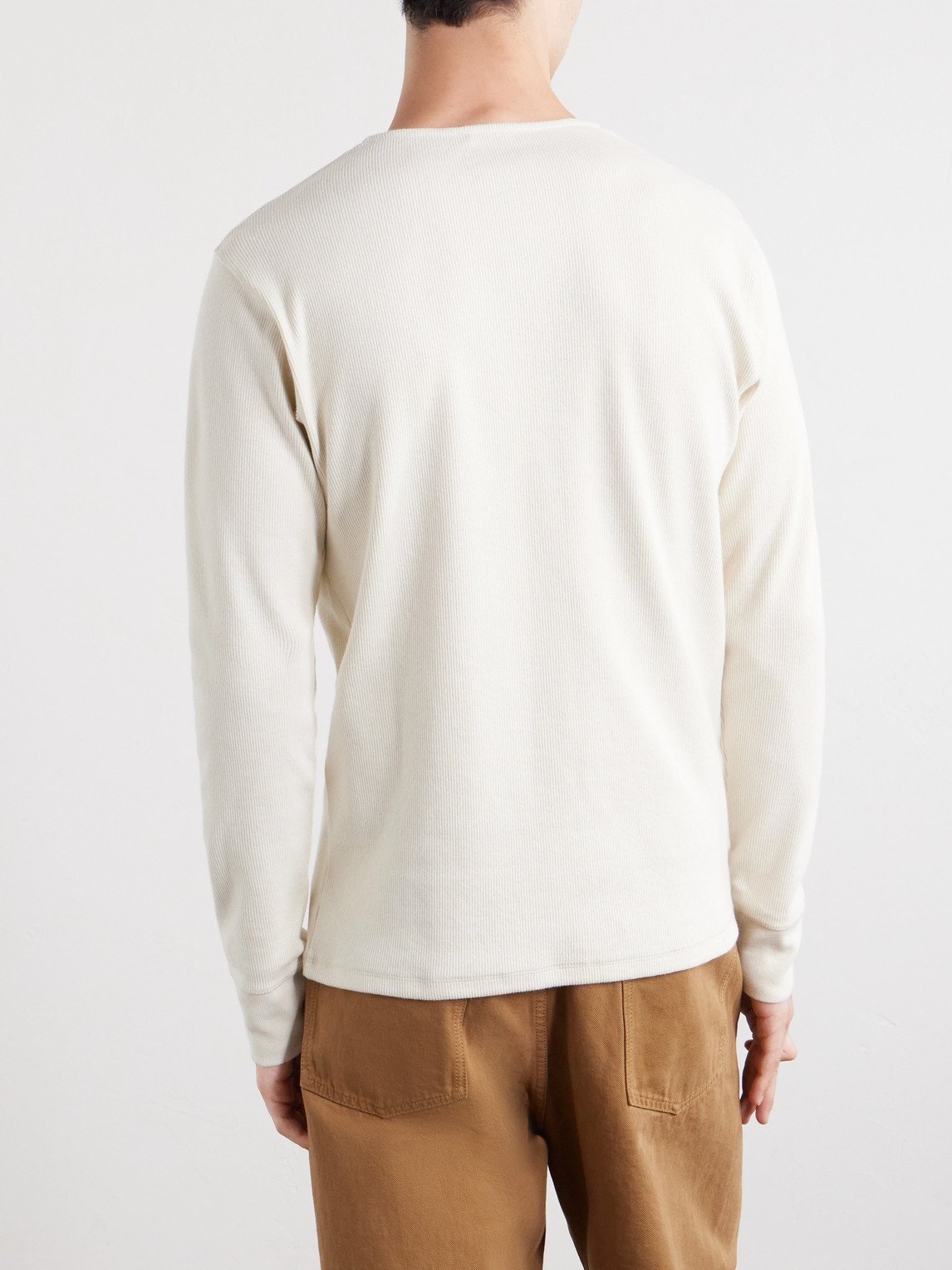 Henley Ribbed Cotton T-Shirt