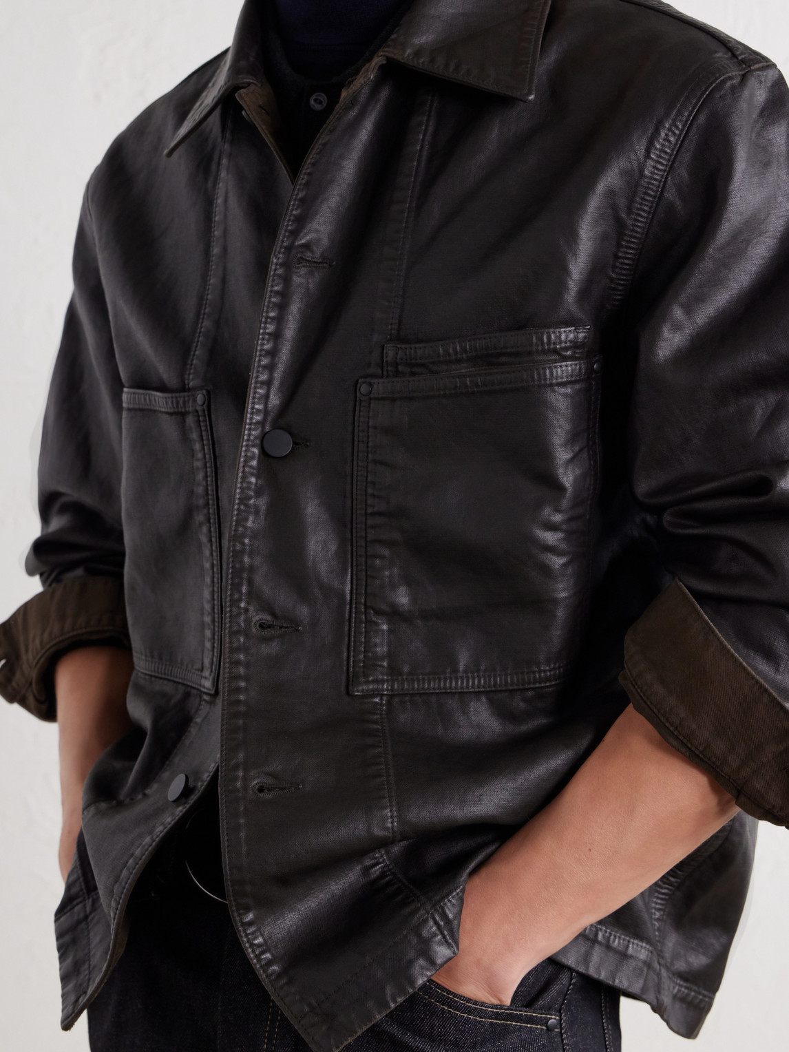 Coated Cotton-Twill Overshirt