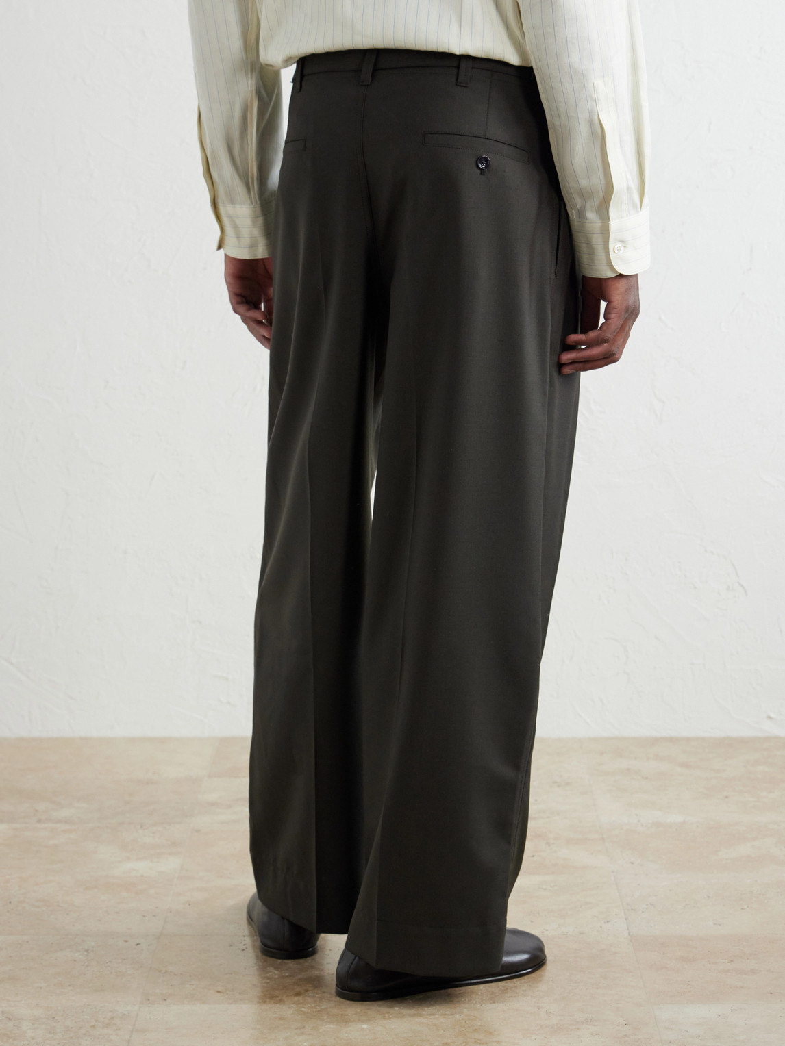 Straight-Leg Pleated Woven Trousers