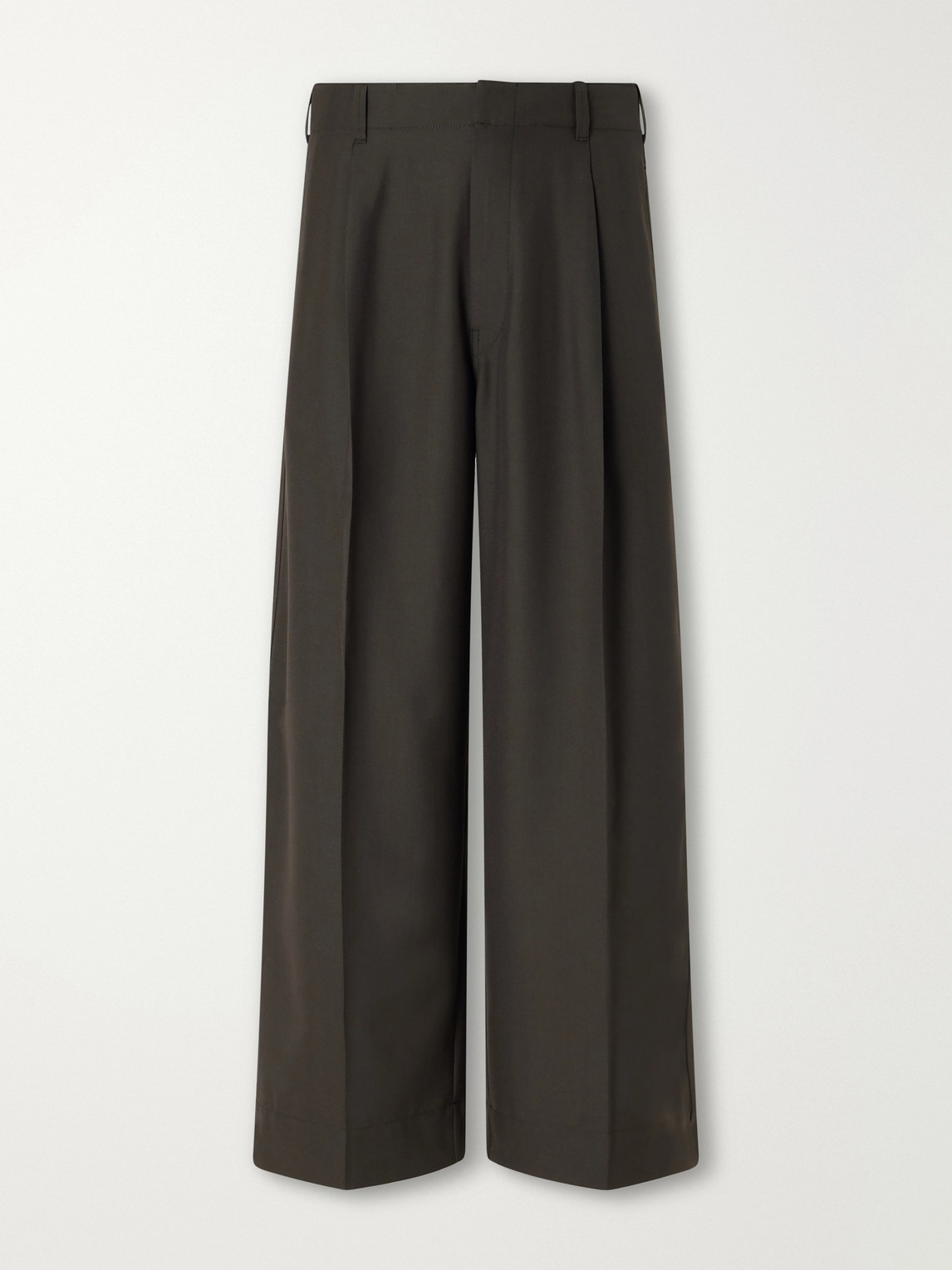Straight-Leg Pleated Woven Trousers
