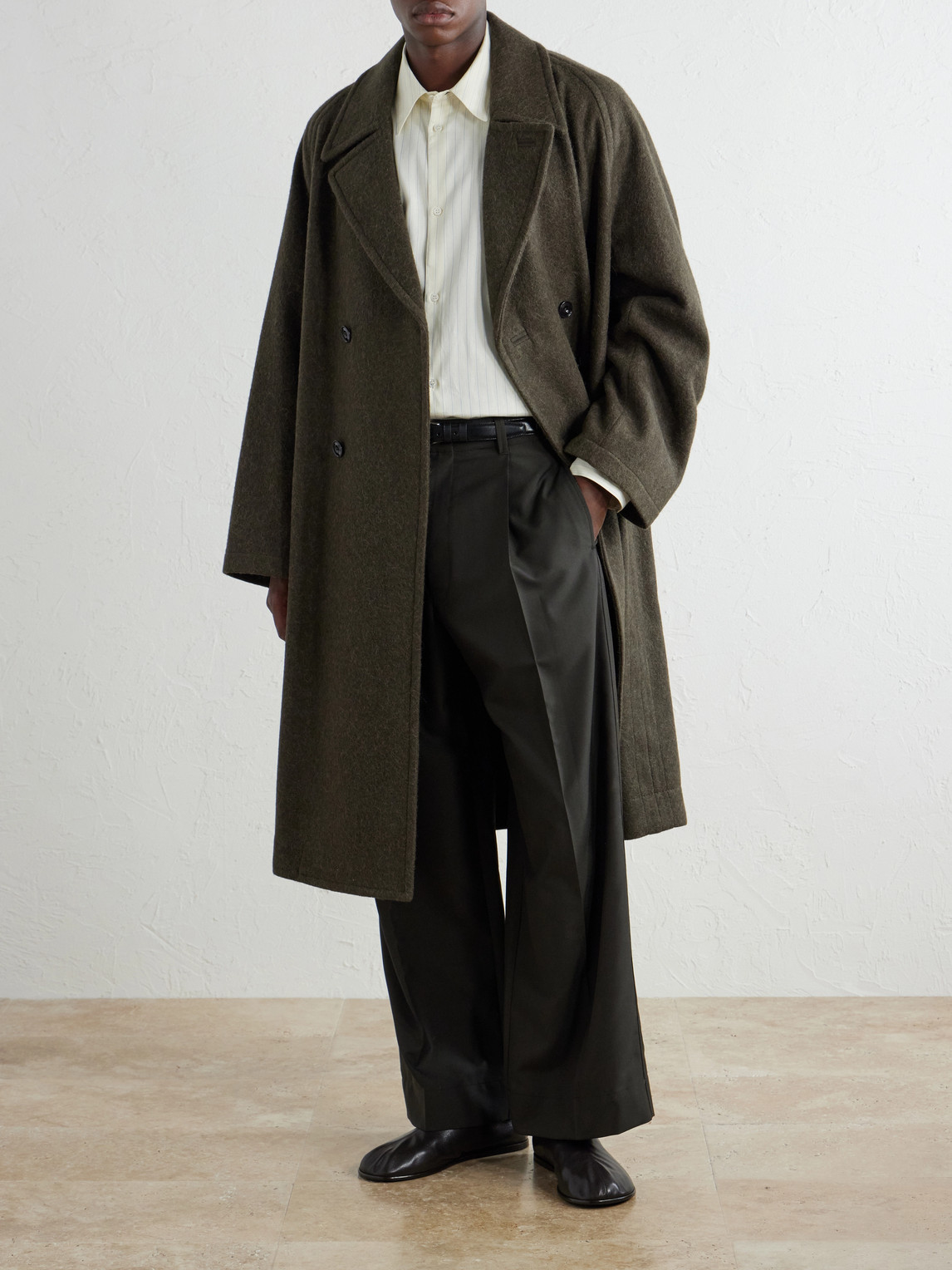Straight-Leg Pleated Woven Trousers