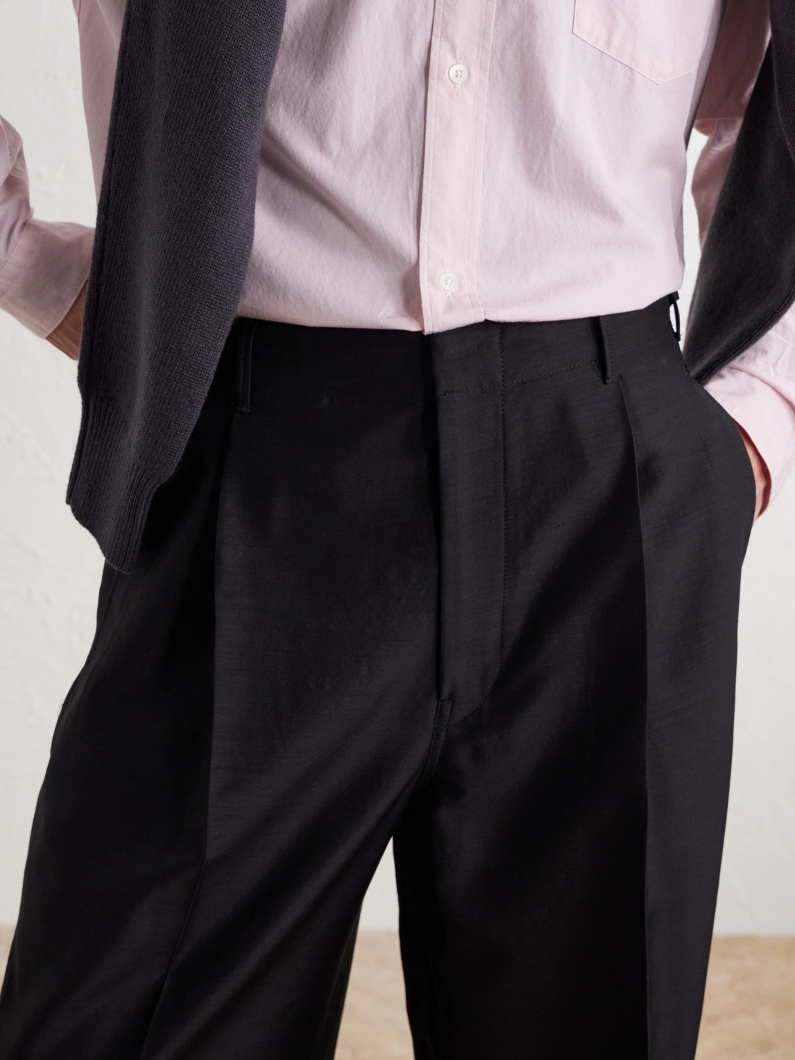 Wide-Leg Pleated Wool-Blend Twill Trousers